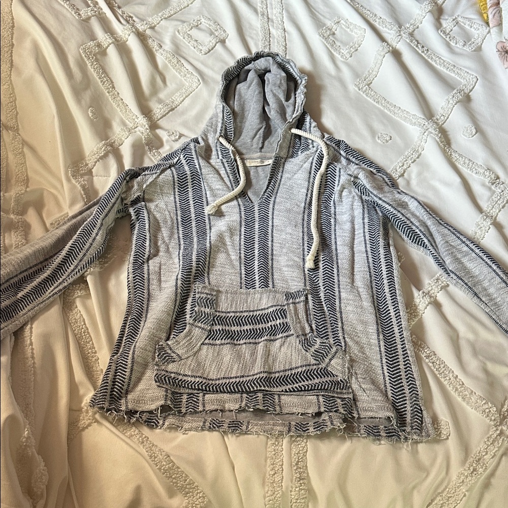 Ocean Drive Gray and Blue Patterned Hoodie